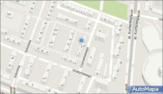 Katowice, Czerwińskiego Bolesława, 3, mapa Katowic