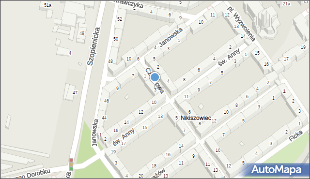 Katowice, Czechowa Antoniego, 3, mapa Katowic