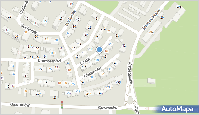 Katowice, Czapli, 14, mapa Katowic