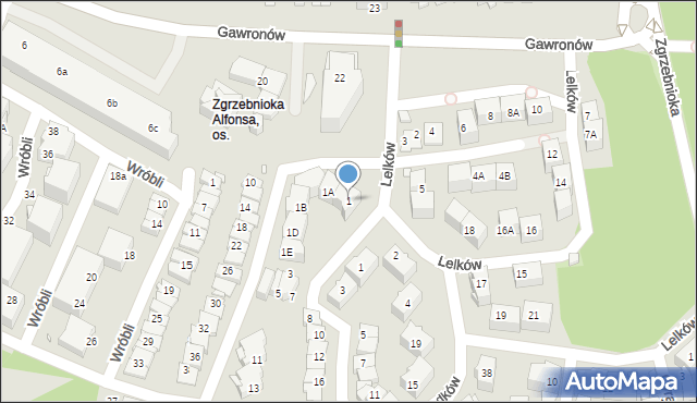 Katowice, Czajek, 1, mapa Katowic
