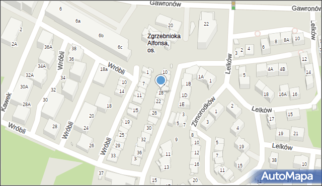 Katowice, Czajek, 18, mapa Katowic