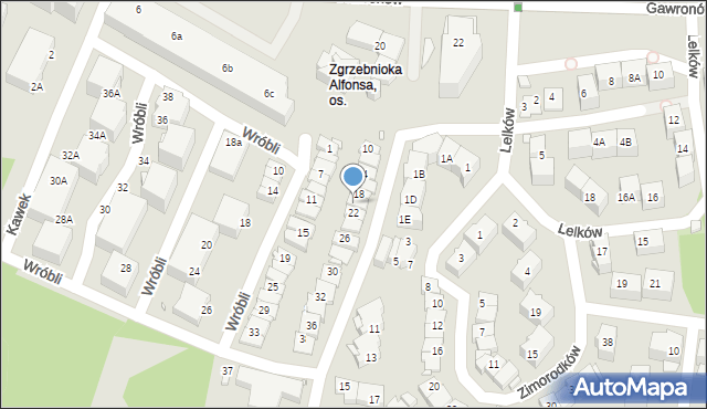 Katowice, Czajek, 20, mapa Katowic