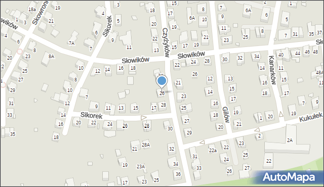 Katowice, Czyżyków, 26, mapa Katowic