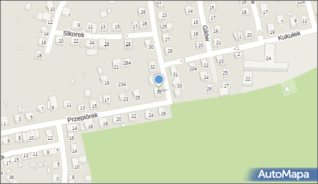 Katowice, Czyżyków, 36, mapa Katowic