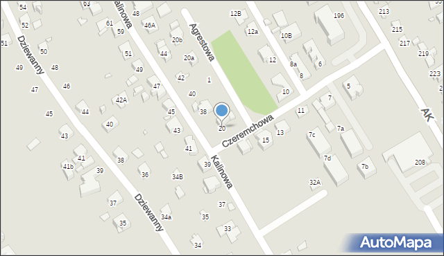 Katowice, Czeremchowa, 20, mapa Katowic