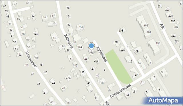 Katowice, Czeremchowa, 20b, mapa Katowic