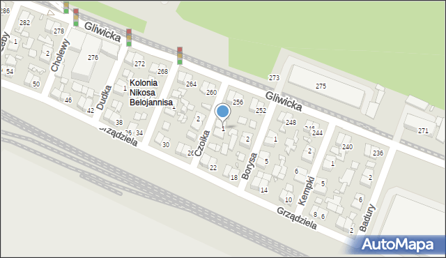 Katowice, Czoika Leopolda, 1, mapa Katowic