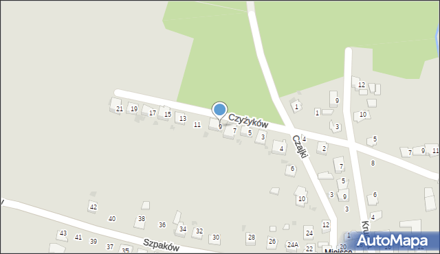 Kędzierzyn-Koźle, Czyżyków, 9, mapa Kędzierzyna-Koźle