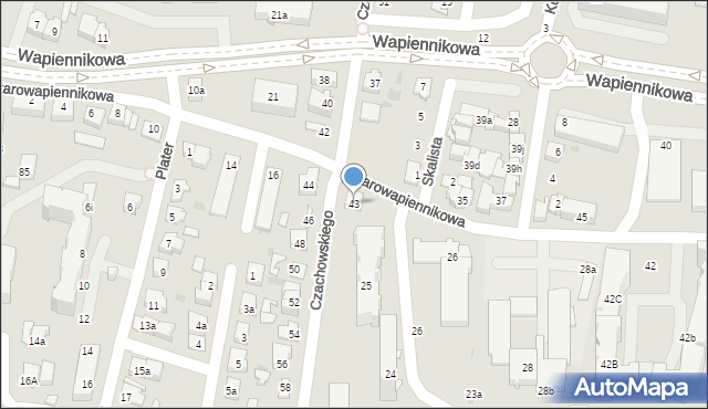 Kielce, Czachowskiego Dionizego, płk., 43, mapa Kielc