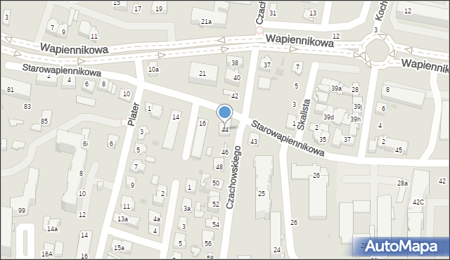 Kielce, Czachowskiego Dionizego, płk., 44, mapa Kielc