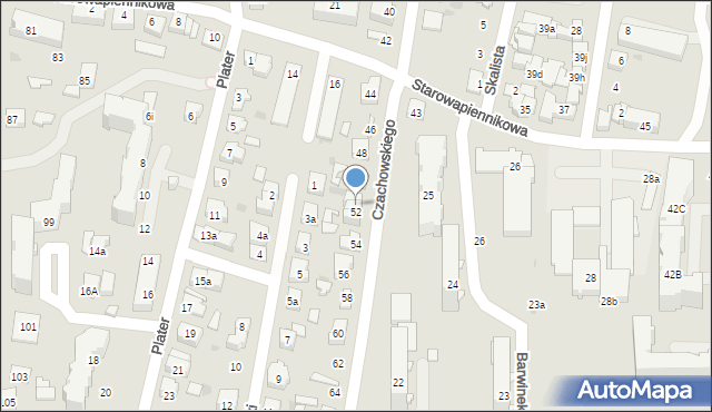 Kielce, Czachowskiego Dionizego, płk., 52a, mapa Kielc