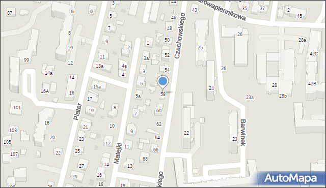Kielce, Czachowskiego Dionizego, płk., 58, mapa Kielc