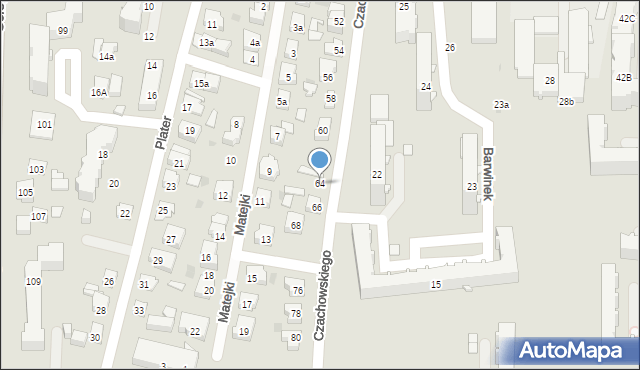 Kielce, Czachowskiego Dionizego, płk., 64, mapa Kielc