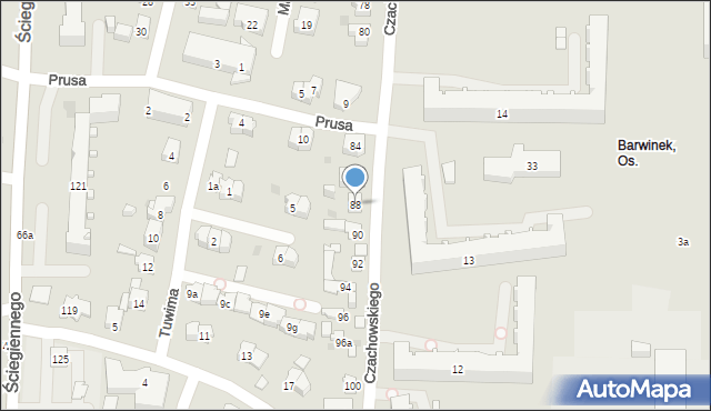 Kielce, Czachowskiego Dionizego, płk., 88, mapa Kielc