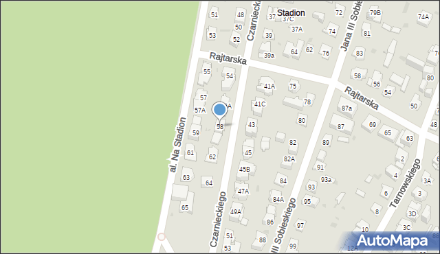 Kielce, Czarnieckiego Stefana, hetm., 58, mapa Kielc