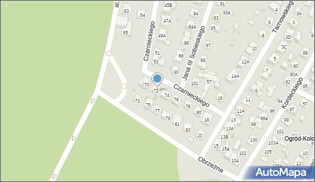 Kielce, Czarnieckiego Stefana, hetm., 72, mapa Kielc