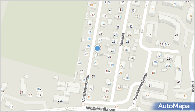 Kielce, Czachowskiego Dionizego, płk., 21, mapa Kielc