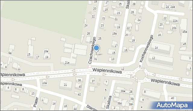 Kielce, Czachowskiego Dionizego, płk., 29, mapa Kielc