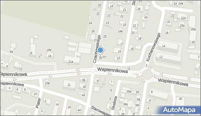 Kielce, Czachowskiego Dionizego, płk., 31, mapa Kielc