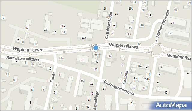 Kielce, Czachowskiego Dionizego, płk., 38, mapa Kielc