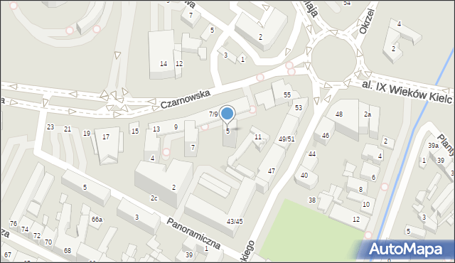 Kielce, Czarnowska, 5, mapa Kielc