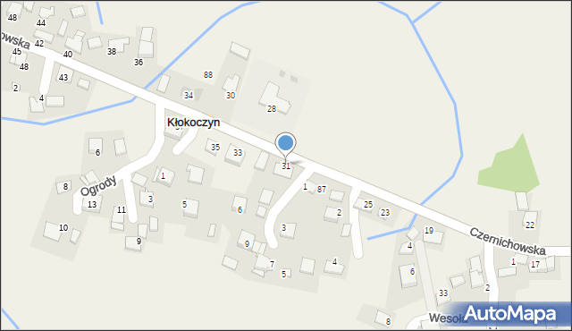 Kłokoczyn, Czernichowska, 31, mapa Kłokoczyn