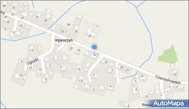 Kłokoczyn, Czernichowska, 31, mapa Kłokoczyn