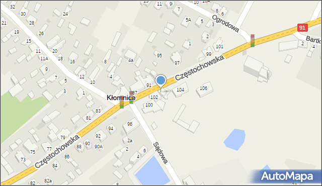 Kłomnice, Częstochowska, 102A, mapa Kłomnice