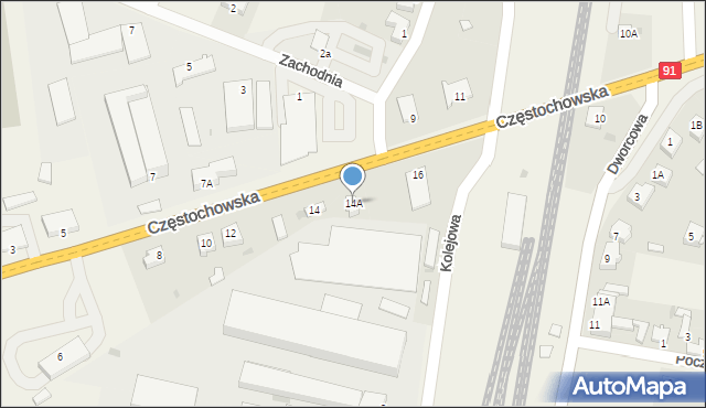 Kłomnice, Częstochowska, 14A, mapa Kłomnice