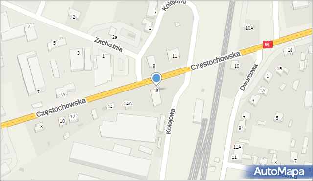 Kłomnice, Częstochowska, 16, mapa Kłomnice