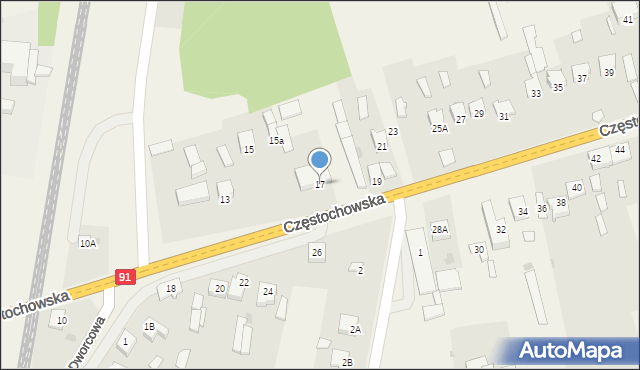 Kłomnice, Częstochowska, 17, mapa Kłomnice