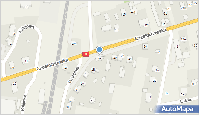 Kłomnice, Częstochowska, 18, mapa Kłomnice