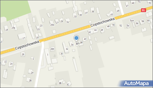 Kłomnice, Częstochowska, 36, mapa Kłomnice