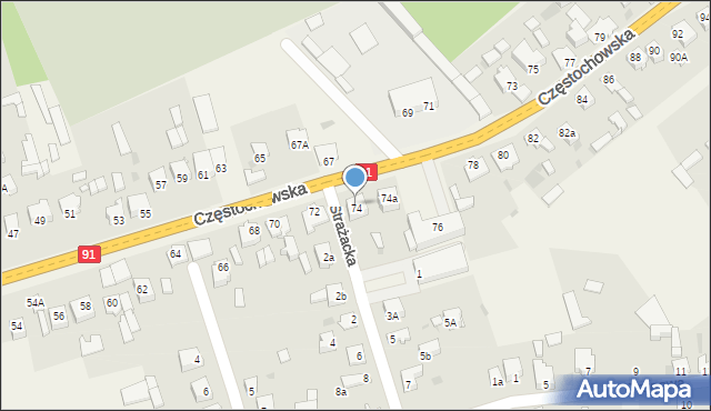 Kłomnice, Częstochowska, 74, mapa Kłomnice