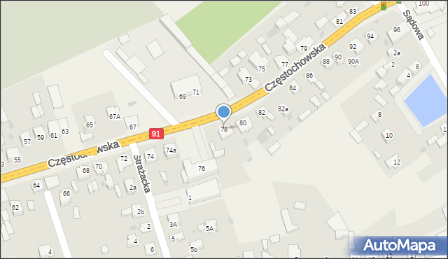 Kłomnice, Częstochowska, 78, mapa Kłomnice