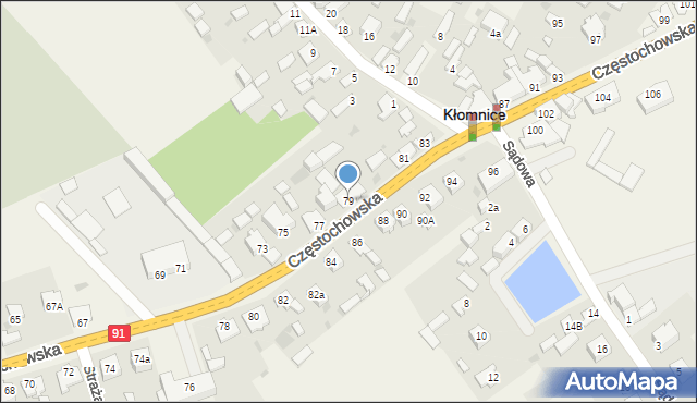 Kłomnice, Częstochowska, 79, mapa Kłomnice