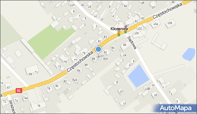 Kłomnice, Częstochowska, 90, mapa Kłomnice