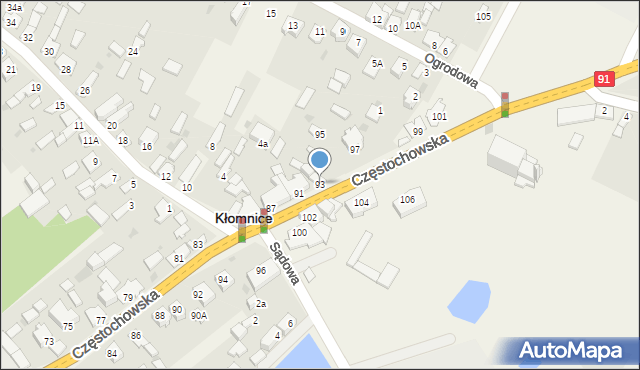 Kłomnice, Częstochowska, 93, mapa Kłomnice