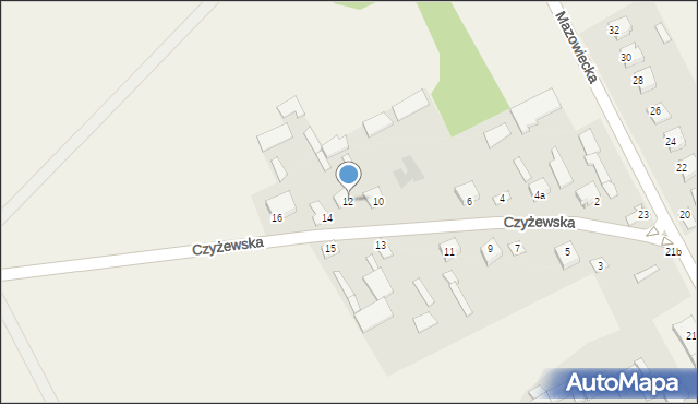 Klukowo, Czyżewska, 12, mapa Klukowo