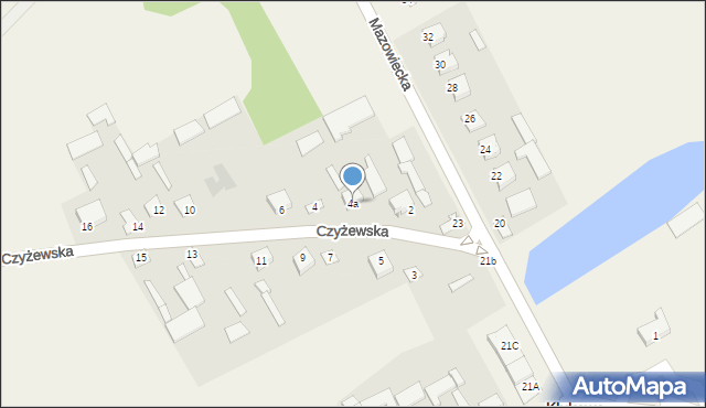 Klukowo, Czyżewska, 4a, mapa Klukowo