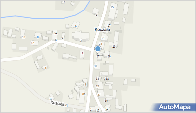 Koczała, Człuchowska, 27, mapa Koczała