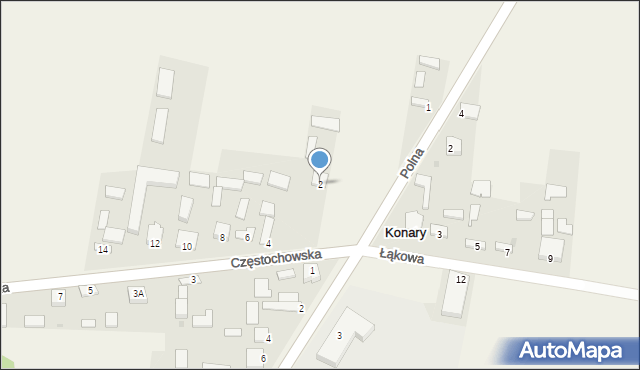 Konary, Częstochowska, 2, mapa Konary
