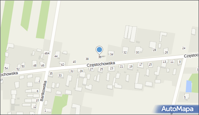 Konary, Częstochowska, 36, mapa Konary