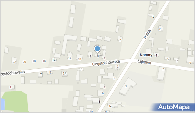 Konary, Częstochowska, 6, mapa Konary
