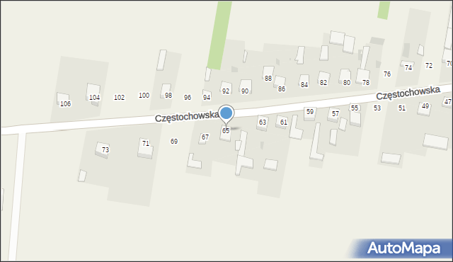 Konary, Częstochowska, 65, mapa Konary