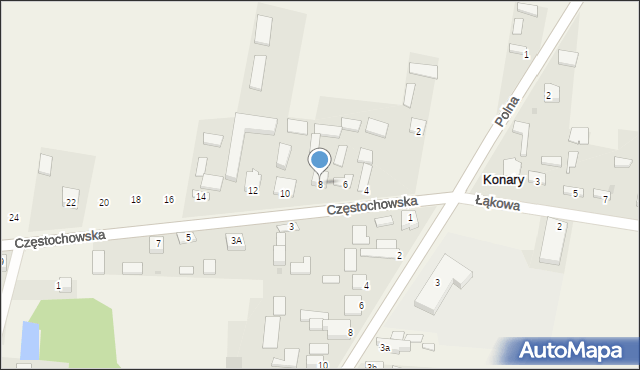 Konary, Częstochowska, 8, mapa Konary