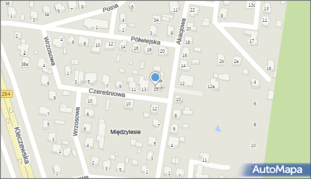 Konin, Czereśniowa, 15, mapa Konina