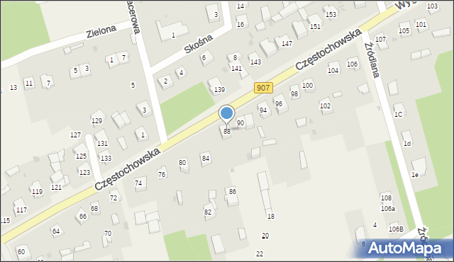 Konopiska, Częstochowska, 88, mapa Konopiska