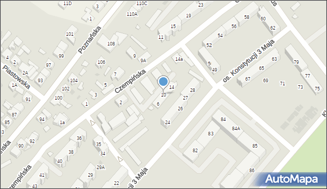 Kościan, Czempińska, 10, mapa Kościan