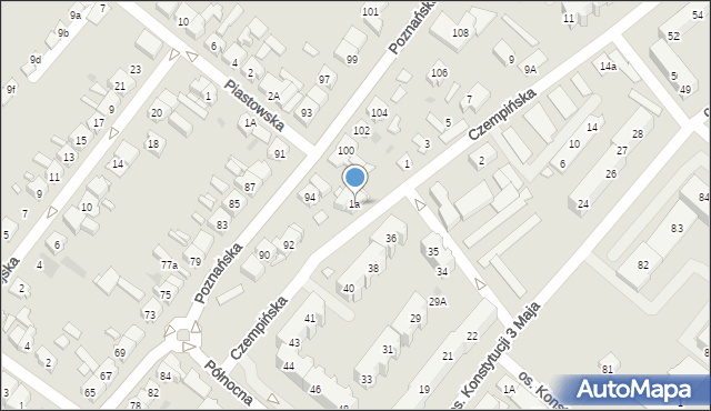 Kościan, Czempińska, 1a, mapa Kościan